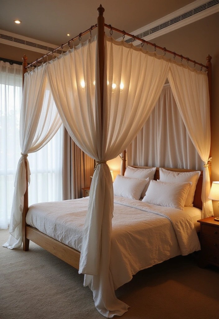 18 Bedroom Decor Hacks That'll Transform Your Space Into a Sanctuary (Don’t Miss #12!) - 12. Create a Canopy